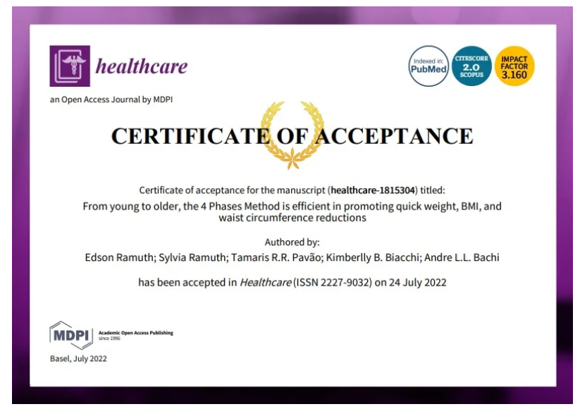 Certificado de aceitação do manuscrito pela revista Healthcare (MDPI)